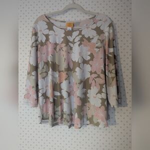 🩷 🤎 Ruby Rd. Floral Print Women's Top Comfort Style Casual Business